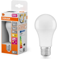 OSRAM E27 LED 8, 8W, 806 lm, 2700 K, melegfehér, opál műanyag-60 W normál izzó helyett - Superstar+ Classic A (4099854040092)