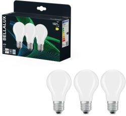 Bellalux E27 LED, 11W, 1521 lm, 4000 K, hidegfehér, opál üveg-100 W normál izzó helyett, 3 darabos - Classic A (4058075606418)