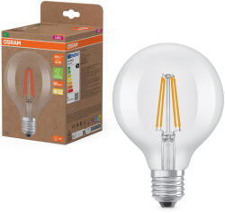 OSRAM E27 LED nagygömb, 3, 8W, 806 lm, 2700 K, melegfehér, áttetsző üveg-60 W izzó helyett - Superstar+ Classic Globe95 filament (4099854235436)