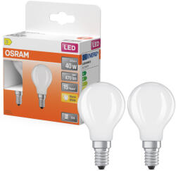OSRAM E14 LED kisgömb, 3, 4W, 470 lm, 2700 K, melegfehér, opál üveg-40 W izzó helyett, 2 darabos - Superstar Classic P (4099854469152)