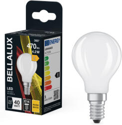 Bellalux E14 LED kisgömb, 4, 2W, 470 lm, 2700 K, melegfehér, opál üveg-40 W izzó helyett - Classic P (4058075115538)