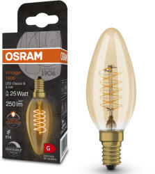 OSRAM E14 LED gyertya, 3, 4W, 250 lm, 2200 K, candlelight, dimmelhető, arany színű színű üveg-25 W izzó helyett - Vintage 1906 DIM Classic B Gold filament (4099854091612)