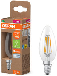 OSRAM E14 LED gyertya, 3, 8W, 806 lm, 4000 K, hidegfehér, áttetsző üveg-60 W izzó helyett - Superstar+ Classic B filament (4099854255144)