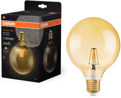 OSRAM E27 LED 4W, 410 lm, 2400 K, candlelight, arany színű színű üveg-35 W izzó helyett - Vintage 1906 Classic Globe125 Gold filament (4099854091179)