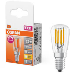 OSRAM E14 LED 2, 8W, 250 lm, 2700 K, melegfehér, dimmelhető, színes üveg-25 W izzó helyett - Special T26 filament (4099854247279)