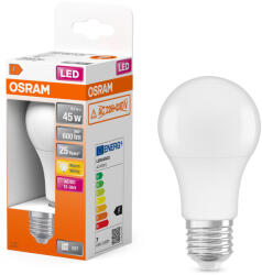 OSRAM E27 LED 6, 5W, 600 lm, 2700 K, melegfehér, opál műanyag-40 W normál izzó helyett - Superstar+ Classic A (4099854040368)