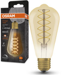 OSRAM E27 LED 7W, 600 lm, 2200 K, candlelight, dimmelhető, arany színű színű üveg-50 W izzó helyett - Vintage 1906 DIM Classic Edison Gold filament (4099854091049)