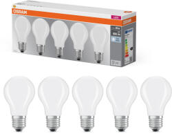 OSRAM E27 LED 7W, 806 lm, 4000 K, hidegfehér, opál üveg-60 W normál izzó helyett, 5 darabos - Base Classic A (4058075466531)