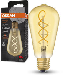 OSRAM E27 LED 4W, 300 lm, 2000 K, candlelight, arany színű színű üveg-25 W izzó helyett - Vintage 1906 Classic Edison Gold filament (4099854091292)
