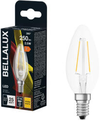 Bellalux E14 LED gyertya, 2, 5W, 250 lm, 2700 K, melegfehér, áttetsző üveg-25 W izzó helyett - Classic B filament (4058075115255)