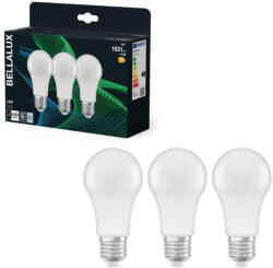 Bellalux E27 LED, 13W, 1521 lm, 4000 K, hidegfehér, opál műanyag-100 W normál izzó helyett, 3 darabos - Classic A (4058075595620)