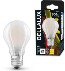 Bellalux E27 LED, 7W, 806 lm, 2700 K, melegfehér, opál üveg-60 W normál izzó helyett - Classic A (4058075115330)