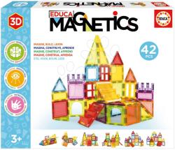 Educa Joc de construit 3D magnetic mediu Magnetics Building Tiles Educa 42 piese colorare de la 3 ani (EDU20023) Jucarii de constructii magnetice