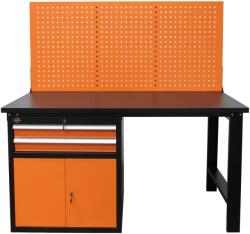 Lincos Munkapad perforált szerszámtartó fallal, két fiókkal és zárható szekrénnyel (LWF-02002)