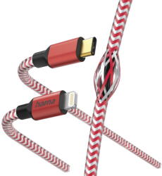 Hama 00201562 Reflective Charging Cable, USB-C - Lightning 1.5m Nylon red (T-MLX57710) - vexio