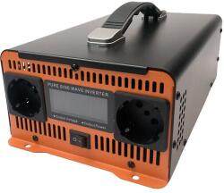 Houli Power Inverter 12V-ról 230V-ra, 1500W/3000W, tiszta szinuszhullám, 2 aljzat (HPGC0015U 12V/50Hz/230V/EU)