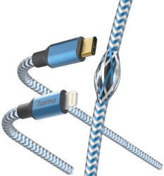 Hama 00201561 Reflective Charging Cable, USB-C - Lightning 1.5m Nylon blue (T-MLX57709) - pcone