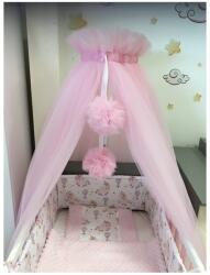 Gyönyörű tüll baldachin függöny 150 x 1200 cm - Rózsaszín