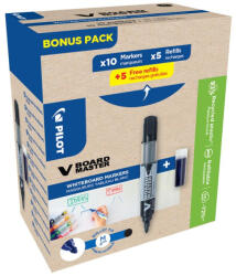 Pilot Táblamarker 2, 3mm, kerek hegyű, utántölthető medium V-Board Master 10+10 Pilot fekete (WBMA-B+WBS-B-S10-BG) - cartridge