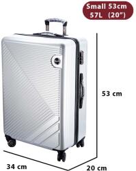 Dollcini ABS Keményfedeles Bőrönd - Több Méretben és Színben - Ezüst - 53x 20 x 34cm (357910-224C)