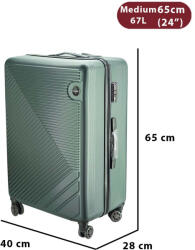 Dollcini ABS Keményfedeles Bőrönd - Több Méretben és Színben - Zöld - 65x 28 x 40cm (357910-223B)