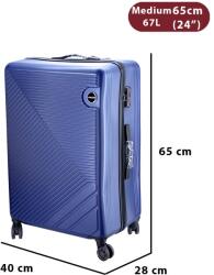 Dollcini ABS Keményfedeles Bőrönd - Több Méretben és Színben - Kék - 65x 28 x 40cm (357910-222B)