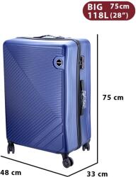 Dollcini ABS Keményfedeles Bőrönd - Több Méretben és Színben - Kék - 75x 33 x 48cm (357910-222A)