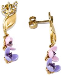 Ékszershop Lila virág arany fülbevaló (1319560)