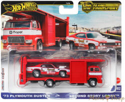 Mattel Team Transport - '73 Plymouth Duster / Second Story Lorry szállító autó (JBM38)