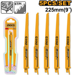 INGCO Szablyafűrészlap 225 mm 6 TPI szöges fára BIM (5 db) (RSB1111DF) - agrotrade