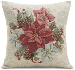 Eurofirany Gobelin karácsonyi párnahuzat fényes fonallal Ezüst/piros 45x45 cm +/-5%