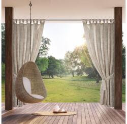 EUROFIRANY Garden rózsa mintás vízálló kerti függöny elkötővel Púder/krémszín 155x220 cm