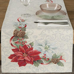  Gobelin karácsonyi asztali futó fényes fonallal Ezüst 40x100 cm +/-5% (431410)