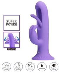 Pretty Love Vibrator Rabbit Killmoulis cu Ventuza, 12 Moduri Vibratii, 4 Moduri Leganare, Silicon, USB, Mov, 17.5 cm Vibrator