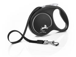 flexi FLEXI Black Design, lesă bandă retractabilă câini, nylon, argintiu, M(25kg, 5m)