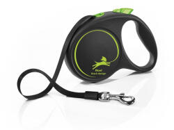 flexi FLEXI Black Design, lesă bandă retractabilă câini, nylon, verde, M(25kg, 5m)