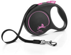 flexi FLEXI Black Design, lesă bandă retractabilă câini, nylon, roz, L(50kg, 5m)