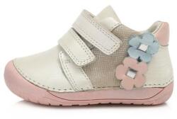 D.D.Step 25-ös DDSTEP barefoot gyerekcipő kislányoknak - fehér, virágos mintával