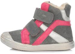 D.D.Step 27, 29-es DDSTEP téli bundás gyerekcipő lányoknak - pink és szürke