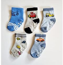 Zoknivilág 5 pár babazokni fiúknak - járműves mintákkal - csúszásgátlós tappancsokkal