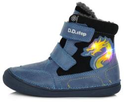 D.D.Step 35-36 DDSTEP villogó téli bundás cipő fiúknak - kék, sárkányos