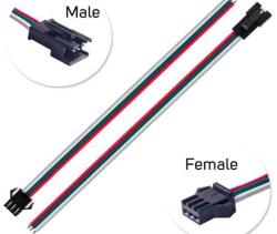  LED-szalag táp- és adatcsatlakozó (3pin; apa-anya pár) (T41572)