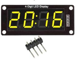  4x 7szegmens LED (TM1637 vezérlő, 0.56″, sárga [óra]) (T39251)