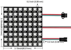  NeoPixel hajlékony LED-mátrix (8×8 RGB LED, WS2812B) (T41147)