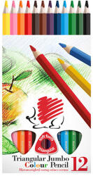 ICO színes ceruza készlet, háromszögletű, vastag - 12 db