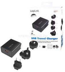 LOGILINK USB-csatlakozós utazási adapter QC 3-hoz, 18W (LOGILINK_PA0188) (LOGILINK_PA0188)