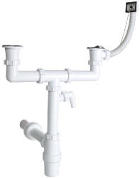 Styron kétmedencés mosogatószifon túlfolyóval 2leeresztő mosogató csatl. 40mm elfolyással (STY-539 (STY-539-7)