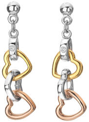 Hot Diamonds Bájos ezüst tricolor fülbevaló gyémántokkal Trio DE703