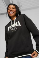PUMA Puma, Squad kapucnis logós pulóver kenguruzsebbel, Fehér, Koptatott fekete, XS (621489-01-XS)