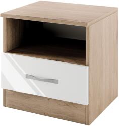 IRIM Faust éjjeliszekrény, 40x35.5x41 cm, 1 fiók, Sonoma tölgy/Fényes fehér